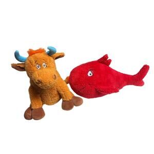 Kohl's Cares Dr Seuss Red Fish & Mr Brown Can moo Bull Stuffed Toy Plush Lot EUC